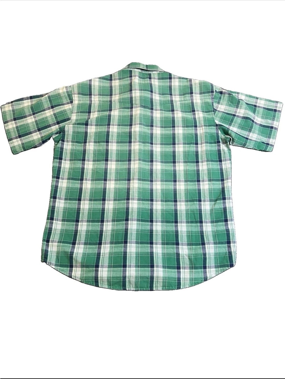 Vintage Wrangler Pearl Snap Short Sleeve Shirt Green Plaid Button Up (See Meas) - Picture 6 of 6